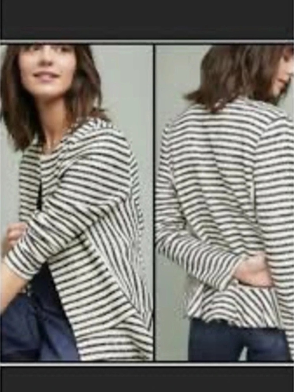 Dolan Left Coast Collection black and white striped knit open-front cardigan/bla